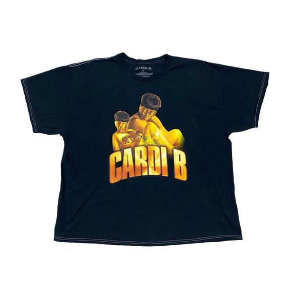 Cardi B Gold Logo Washed T Shirt Men's 2XL Hip Hop Rap - Picture 1 of 7